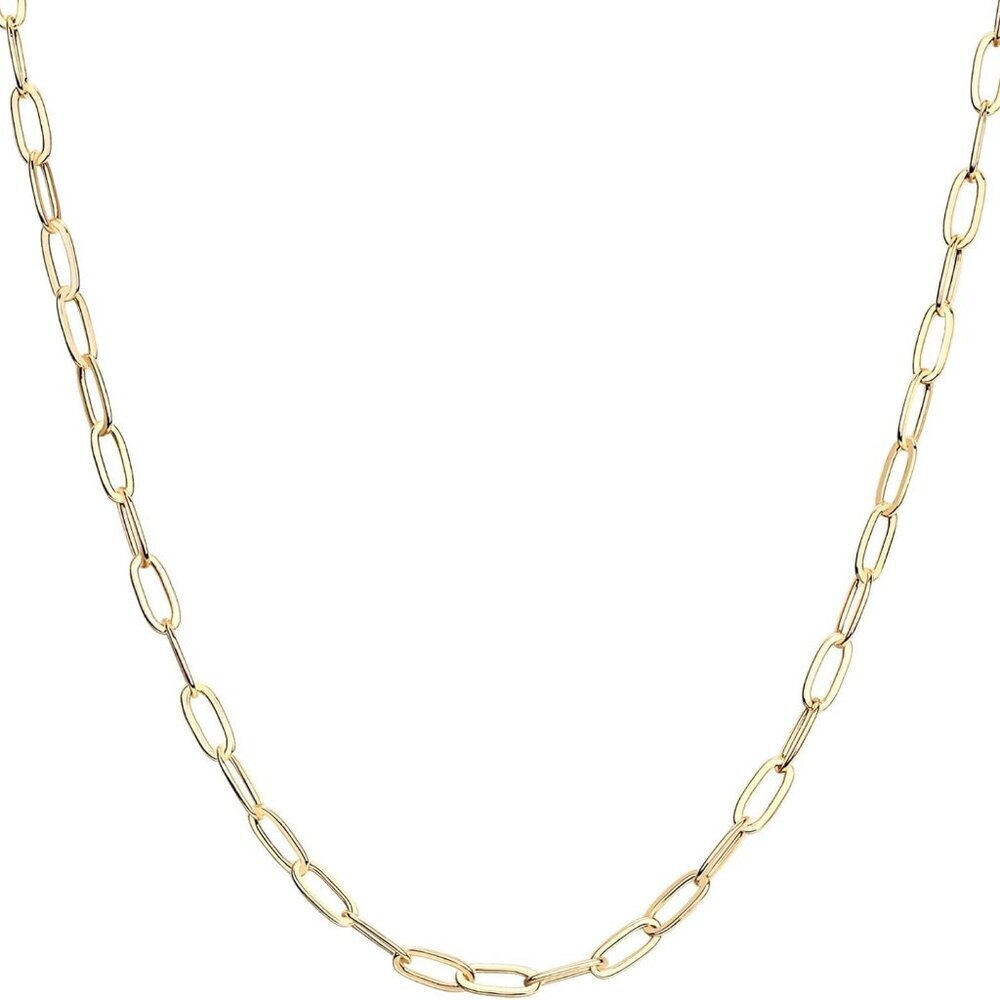 14k Gold Plated Paperclip Chain Necklace Minimalist Adjustable 20 Inches